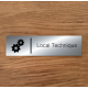 Plaque de porte d'intérieur "Local Technique" - Inox, laiton, poli miroir , plaqué Or, aluminium - 200x50mm