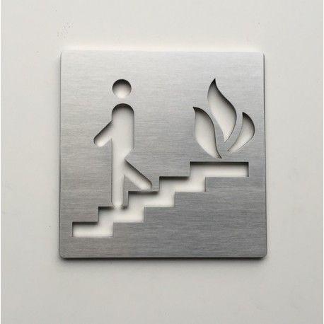 Pictogramme escalier en cas d'incendie - 100x100 ep2mm