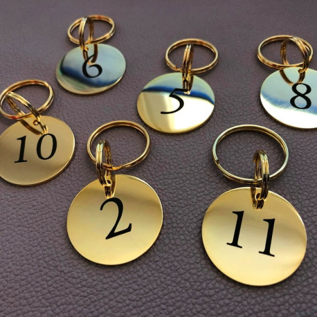 Porte clé Ø30 - Poli miroir doré - Personnalisation en ligne