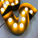 Lettres boitiers avec ampoules industrielles - Sur mesure (inox, plaqué or, avec peinture)