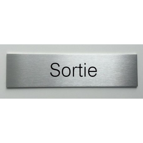 Plaque de porte d'intérieur inox brossé "Sortie" - 150x50 ou 200x50