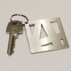 Porte clés platine inox hôtels - 50x50mm