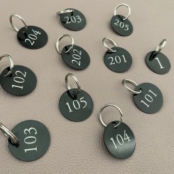 Porte-clés aluminium blanc-noir-brillant ou doré Diam32