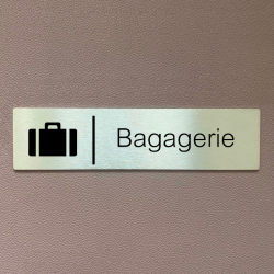 Plaque de porte d'intérieur inox brossé "Bagagerie" - 200x50