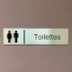 Plaque de porte d'intérieur inox brossé "Toilettes Homme Femme" - 200x50