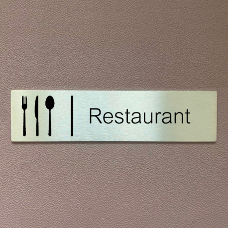 Plaque de porte d'intérieur inox brossé "Réfectoire - restaurant" - 1200x50