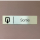 Plaque de porte d'intérieur inox brossé "Sortie" - 200x50