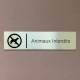 Plaque de porte d'intérieur inox brossé "Animaux interdits" - 200x50