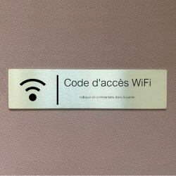 Plaque de porte d'intérieur inox brossé "Code accès wifi" - 200x50