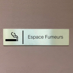 Plaque de porte d'intérieur inox brossé "Espace fumeurs" - 200x50
