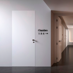 Signalétique des couloirs en inox - Design Assemblé - "Chambres à flèche"  - Inox brossé - Taille 50, 70 ou 100mm