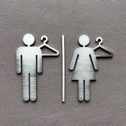 Pictogramme vestiaire homme + femme + barre centrale toilettes - 10/15cm