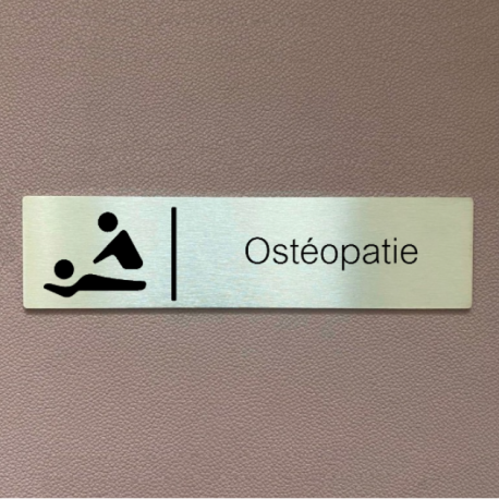 Plaque de porte d'intérieur inox brossé "Ostéopatie" - 200x50