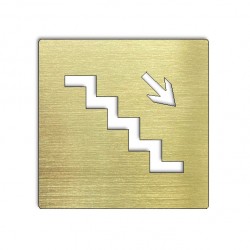 Pictogramme escalier laiton descendre droit - 100x100 ou 150x150