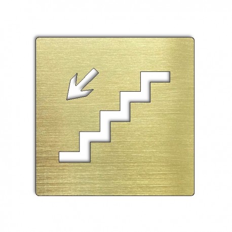 Pictogramme escalier laiton descendre gauche - 100x100 ou 150x150