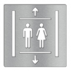 Pictogrammes ascenseur inox homme femme - 100x100 ou 150x150mm - Epaisseur 2mm