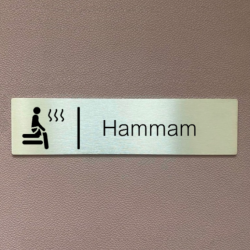 Plaque de porte d'intérieur inox brossé "Hammam" - 200x50